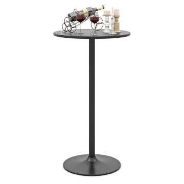 Bar table, height adjustable, Black, Ø 60 × 101 cm