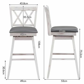 Bar stools, 2 pcs, 49 × 108 × 53 cm