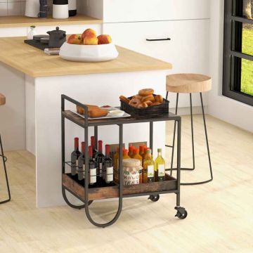 Bar cart, 6 bottles, 60.96 × 43.18 × 73.66 cm