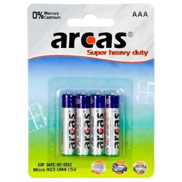 Baterijas Arcas AAA/R03, 4 gab