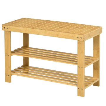 Полка для обуви Homcom 70x28x45 см, светло-коричневого цвета