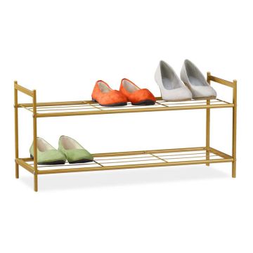 Apavu plaukts Relaxdays 10020563_259, 6 pāriem, Zelta, 69,5 × 33,5 × 26 cm