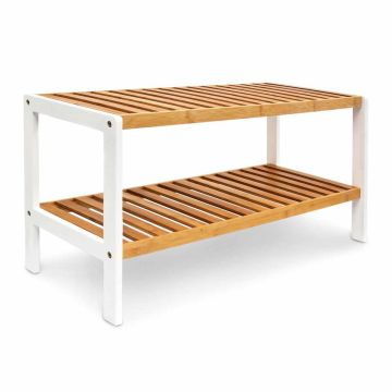 Apavu plaukts Relaxdays, 2 plaukti, Brūna/balta, 70 × 33 × 24,5 cm