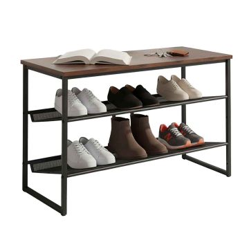Apavu plaukts Relaxdays, 3–4 pāriem katrā plauktā, 75 × 52,5 × 30 cm