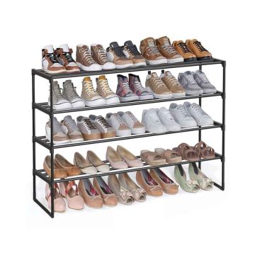 Apavu plaukts SONGMICS LSA004B01, 4 pakāpes, 5–10 pāri, Melns, 117 × 75 × 30 cm