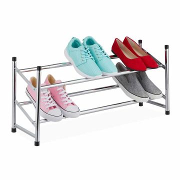 Apavu plaukts Relaxdays 10037448, 2 plauktu līmeņi, 36 × 63–115 × 23 cm