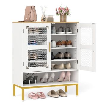 Shoe cabinet, 5 shelf levels, White, 70 × 93 × 35 cm