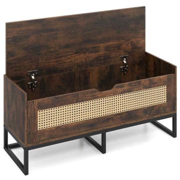Shoe bench, with storage compartment, Brown, 100 × 44 × 35 cm