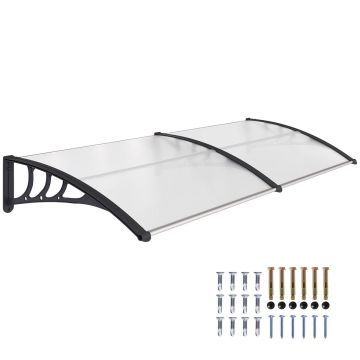 Caurspīdīgs nojume virs durvīm Outsunny 75x195x23cm, melnas krāsas