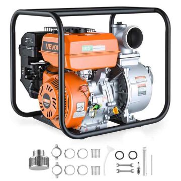 Бензиновый водяной насос VEVOR RT100ZB26-5.6Q, со шлангом 7,62 м, 67,8 × 52 × 59 см
