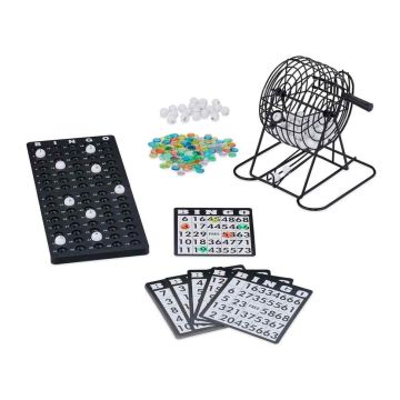Bingo spēle Relaxdays, 75 bumbiņas, 18 kartītes, 22 × 21 × 20 cm