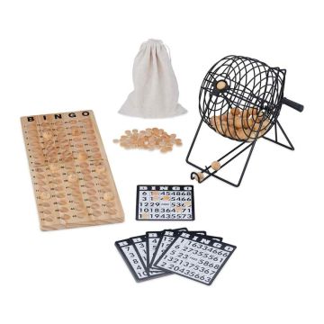 Bingo spēle Relaxdays, 75 bumbiņas, 18 kartītes, 23 × 24,5 × 30 cm