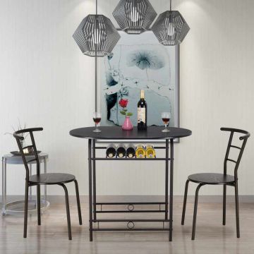 Bistro dining set, with 2 chairs, Black