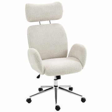 Офисное кресло Aosom, Регулируемый подголовник, Светло-серое, 65 × 115–123 × 75 см