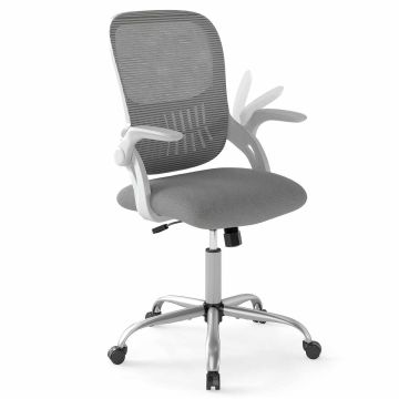 Office chair, with folding armrests, Grey, 61.5 × 97–106.5 × 59 cm