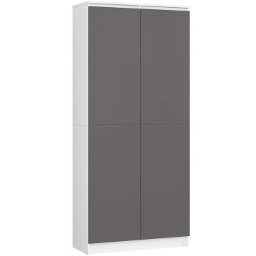 Офисный стеллаж CLP R80, с двумя дверцами, белый/серый, 80 × 180 × 35 см