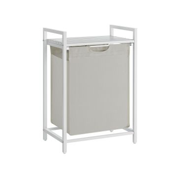 Корзина для белья с полкой 65 л., белая/серая
