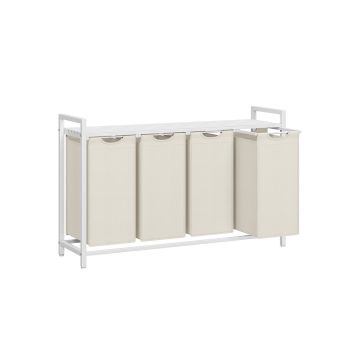 Корзина для белья с полкой 140 л., цвет белый/кремовый