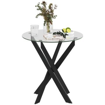 Ēdamistabas galds Homcom 70x70x75cm, melnas krāsas
