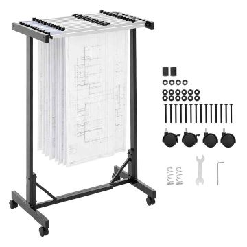 Rasējumu glabāšanas statīvs VEVOR ZSJ2820, 12 skavas, 127 × 58 × 9,5 cm