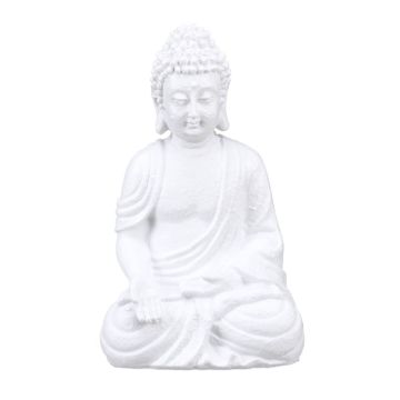 Budas dārza figūra Relaxdays 10039824.0, Balta, 19,5 × 30 × 12 cm