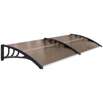 Caurspīdīgs jumtiņš virs durvīm Outsunny 75x195x23cm, melnas/brūnas krāsas