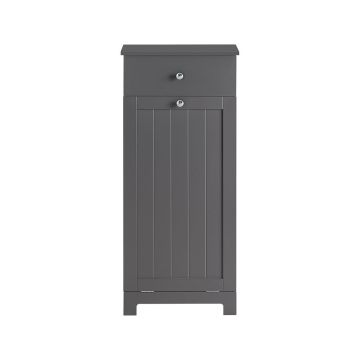 Vannas istabas skapītis ar veļas grozu 40x38x91cm., tumši pelēks/sudraba krāsā