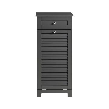 Vannas istabas skapītis ar veļas grozu 40x38x90cm., melnā/sudraba krāsā