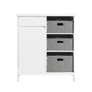 Vannas istabas skapītis ar veļas grozu 80x38x91cm., baltā/pelēkā krāsā