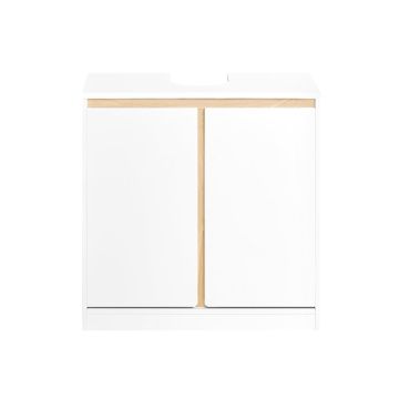 Напольный шкаф для ванной под раковину 60x30x60см., белого/светло-коричневого цвета