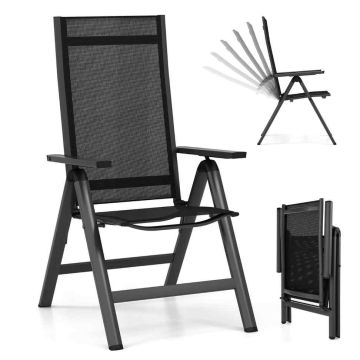 Saliekams dārza krēsls 72,5x58x107cm, melnas krāsas