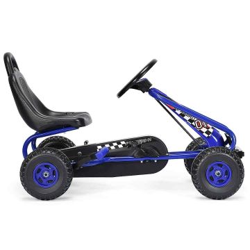 Bērnu pedāļu kartings 92x50x53cm, melnas/zilas krāsas