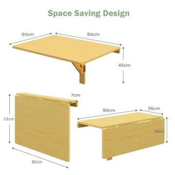 Настенный стол для ноутбука 80x60x45см, светло-коричневый