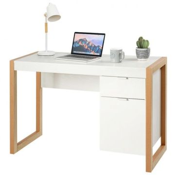 Письменный стол 112,5x50x75см, белый/светло-коричневый