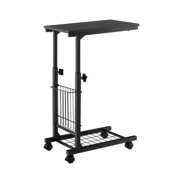 C-shaped table with storage compartment, black
