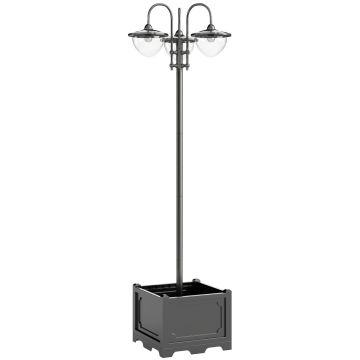 Dārza gaismeklis ar saules bateriju Outsunny 60x60x189cm, melnas krāsas