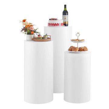 Cilindriski ziedu statīvi VEVOR LJL-8026, 3 gab., 60/75/90 cm, Balti, Ø40 × 90 cm