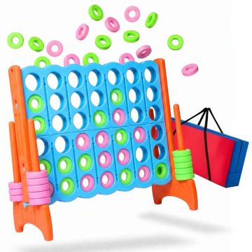“Connect Four” spēle Relaxdays, XXL, ar somu, Zila/oranža, 120 × 110 × 55 cm