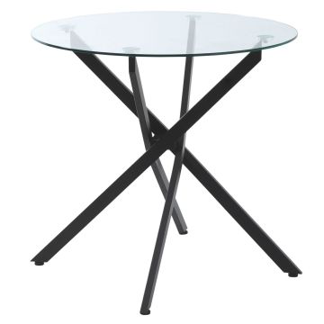 Ēdamistabas galds Homcom 80x80x75cm, melnas krāsas