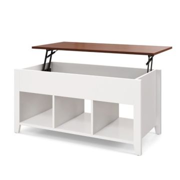 Kafijas galdiņš 105x52x49cm, baltas/brūnas krāsas