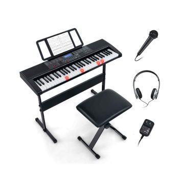 Digitālais pianīns ar krēslu, melnas/baltas krāsas