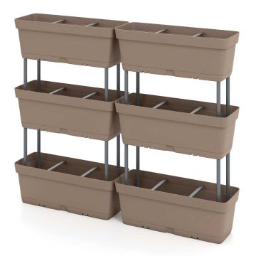 Komplekts no 6 ziedu podiem 49x16x16cm, brūnā krāsā