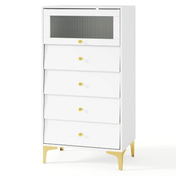Kumode 60x40x112,5cm, baltas/zeltains