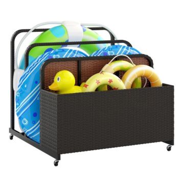 Storage box, with 2 open compartments, Black and brown, 100 × 100 × 94 cm