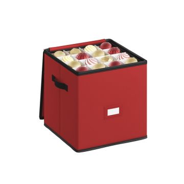 SONGMICS Christmas toy storage box, 64 compartments, Red, 33 × 33 × 33 cm