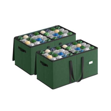 SONGMICS RFB043C01 Christmas Decoration Storage Box, 8 Trays, 128 Compartments, 66 × 34 × 34 cm
