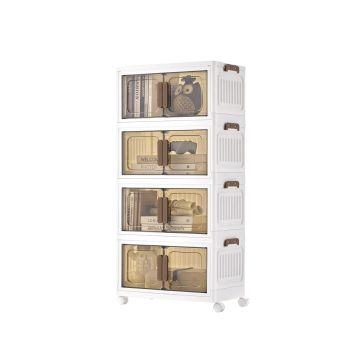 SONGMICS storage boxes, 4-tier, 100 l, White, 45 × 91 × 26 cm