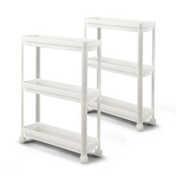 Storage Cart, 2 pcs., 3-Tier, White, 20.8 × 27.5 × 6.8 in