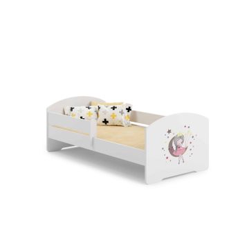 Детская кроватка Luk с матрасом и защитным бортиком, 164 см x 85 см x 63 см, "Принцесса" с луной.