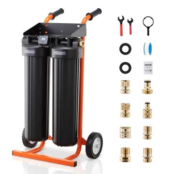 Система деионизации воды VEVOR PRS-TCXC, 2 × 4 л смолы, 46,5 × 84–94 × 38 см